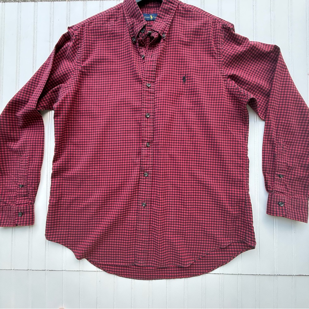 Ralph Lauren Men's Red Plaid Button Down Shirt - Picture 2 of 5